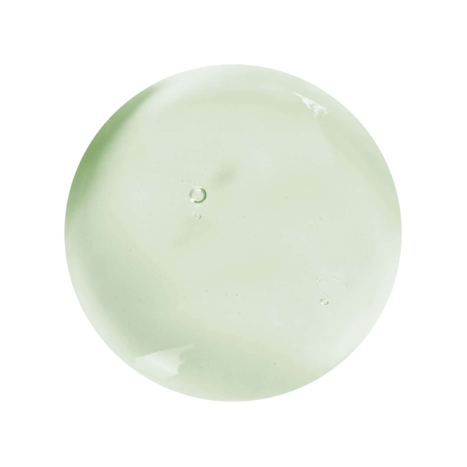 Smooth green serum texture showcasing hydrating properties of natural ingredients.