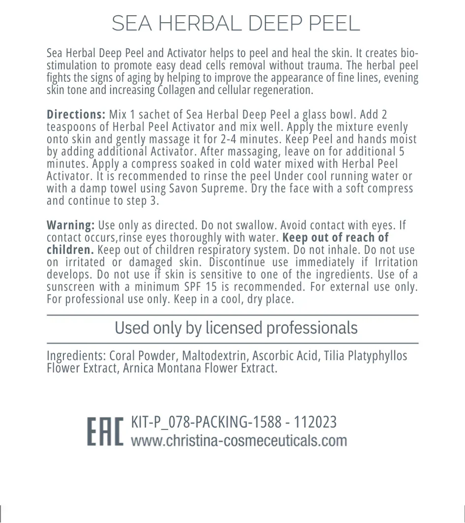 Christina Rose De Mer 2A+2B Sea Herbal Deep Peel Kit (20sachet+2activ) – peeling do twarzy