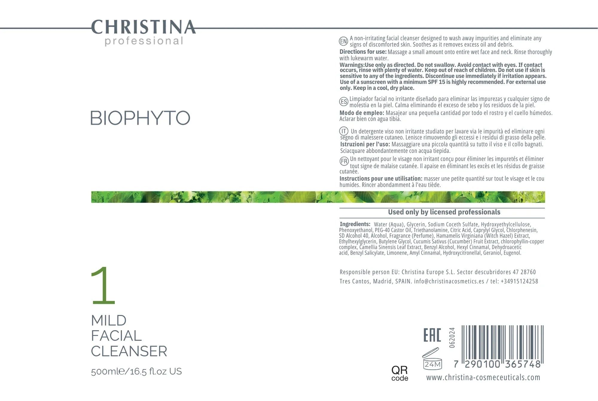 Christina BioPhyto 1 Mild Facial Cleanser – kosmetyk oczyszczający – na trądzik