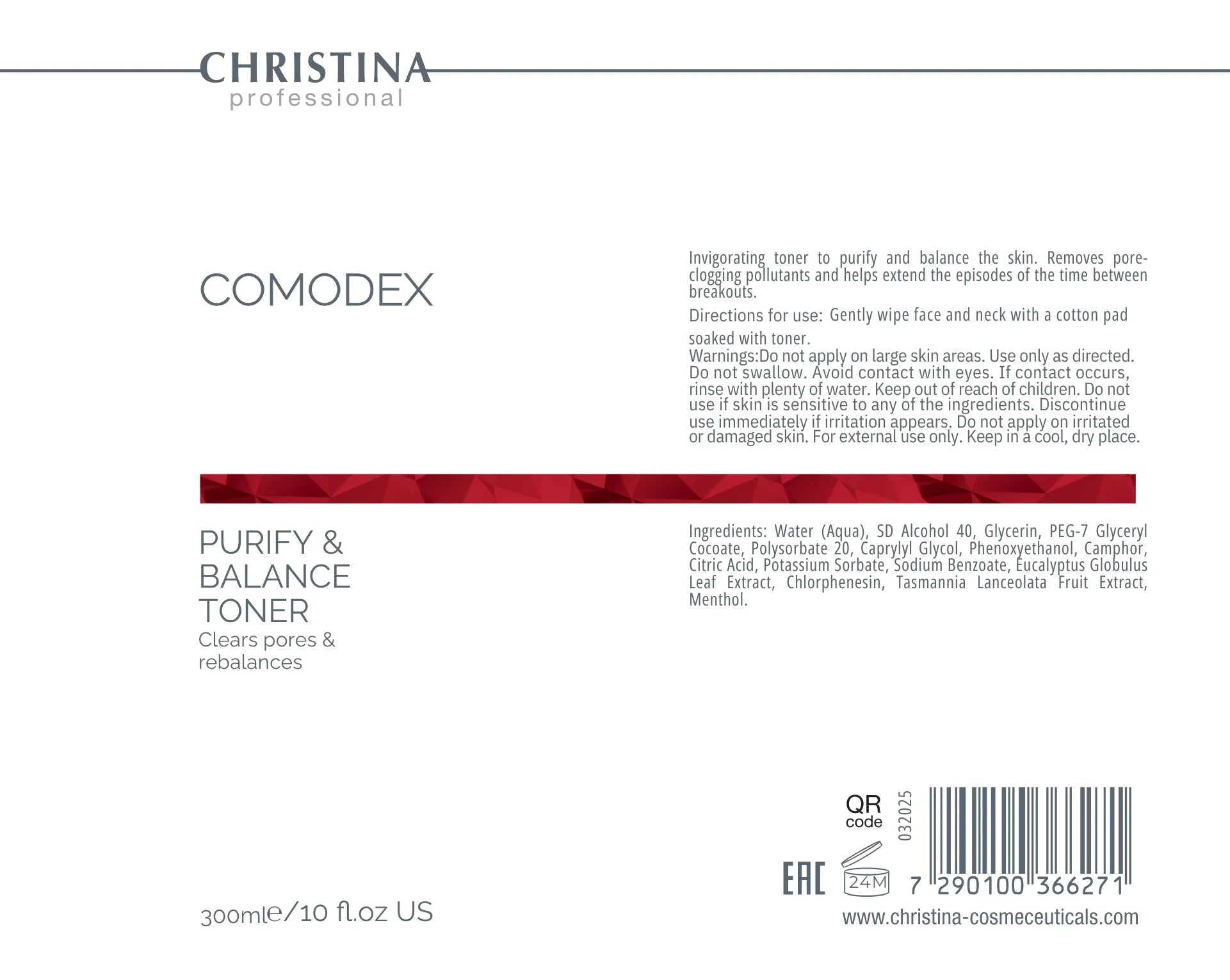 Christina Comodex Purify & Balance Toner – tonik do twarzy – na trądzik