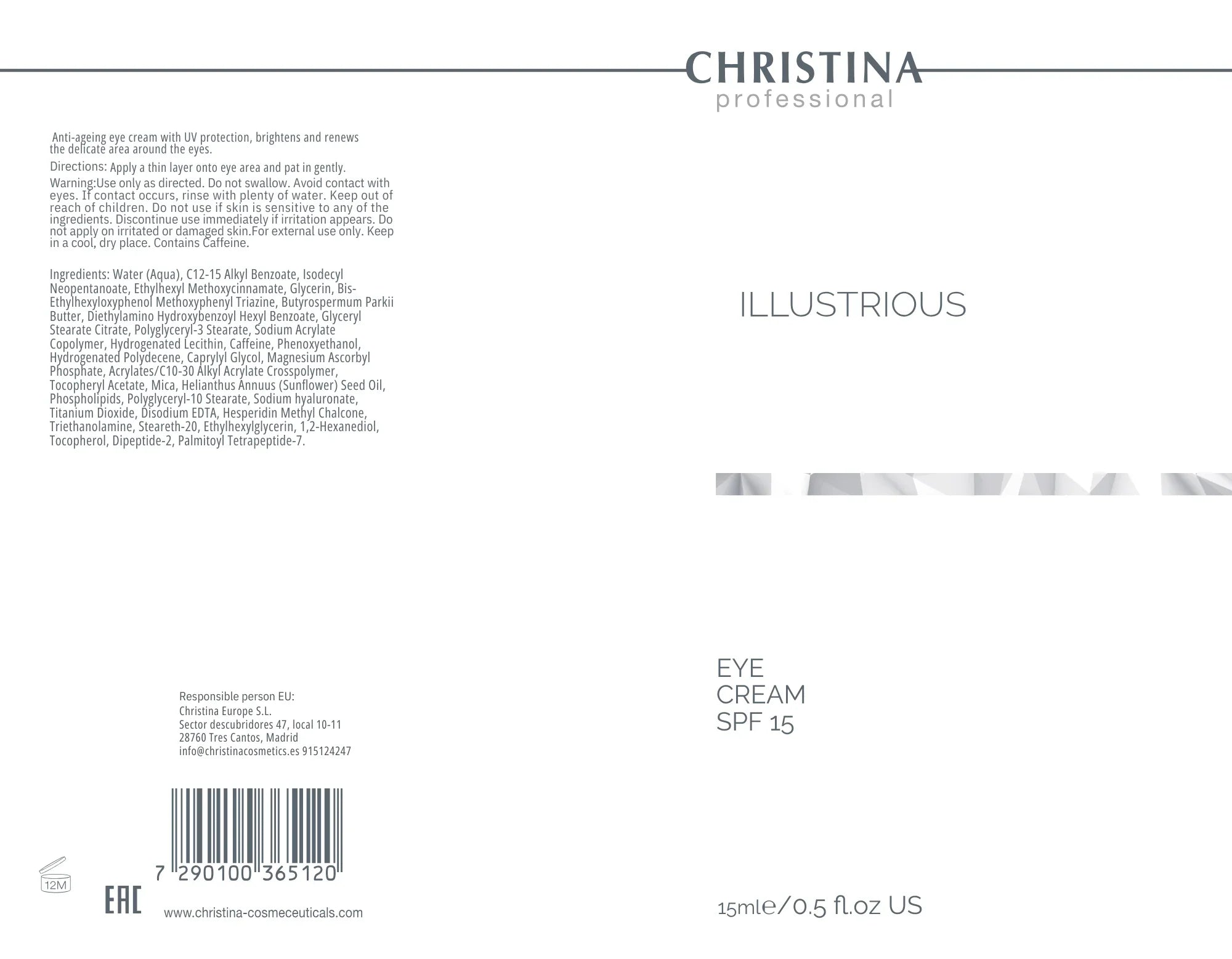 Christina Illustrious Eye Cream SPF 15 – krem pod oczy – SPF – cream