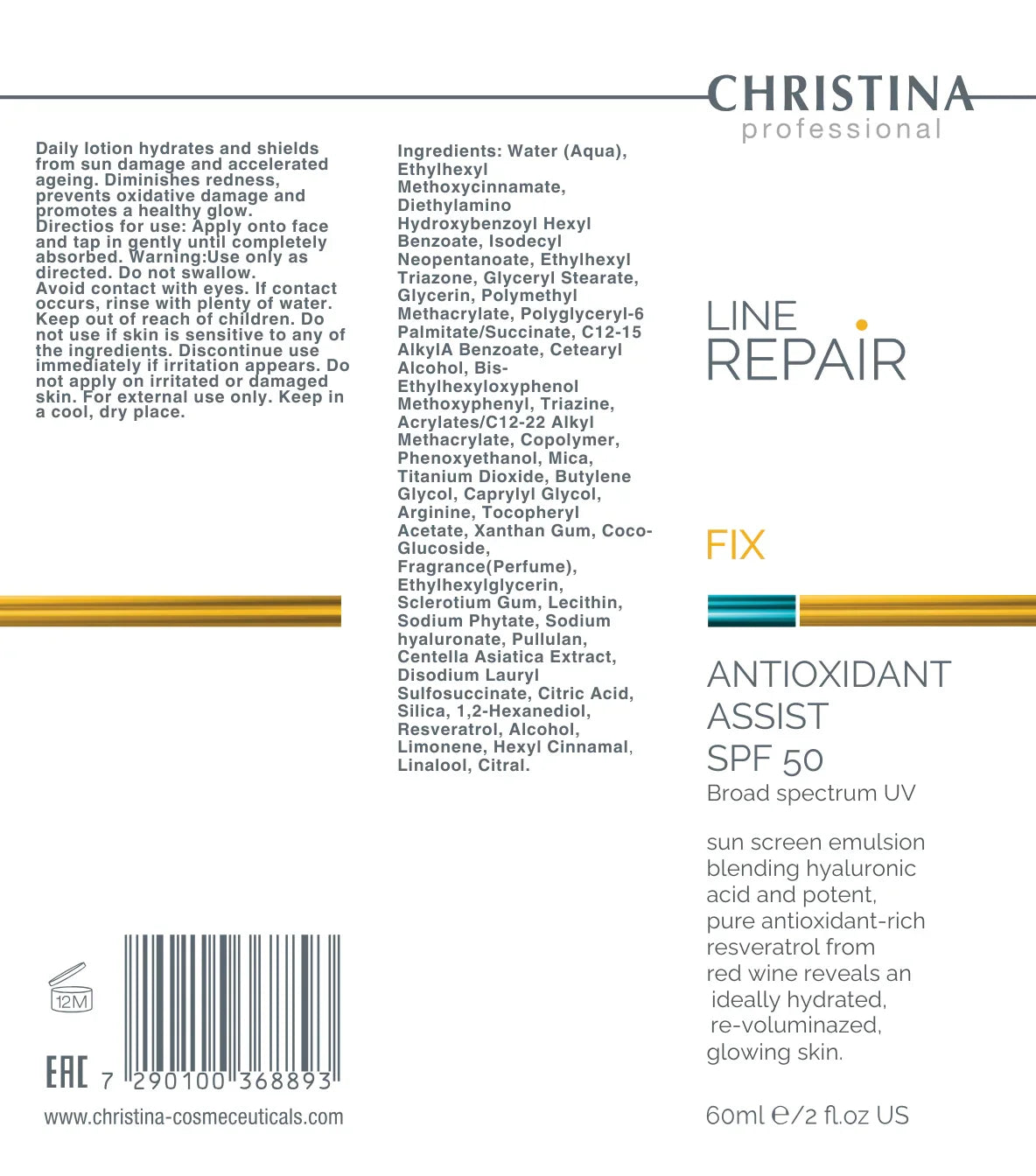Christina Line Repair Fix Antioxidant Assist SPF 50 – krem z filtrem – SPF