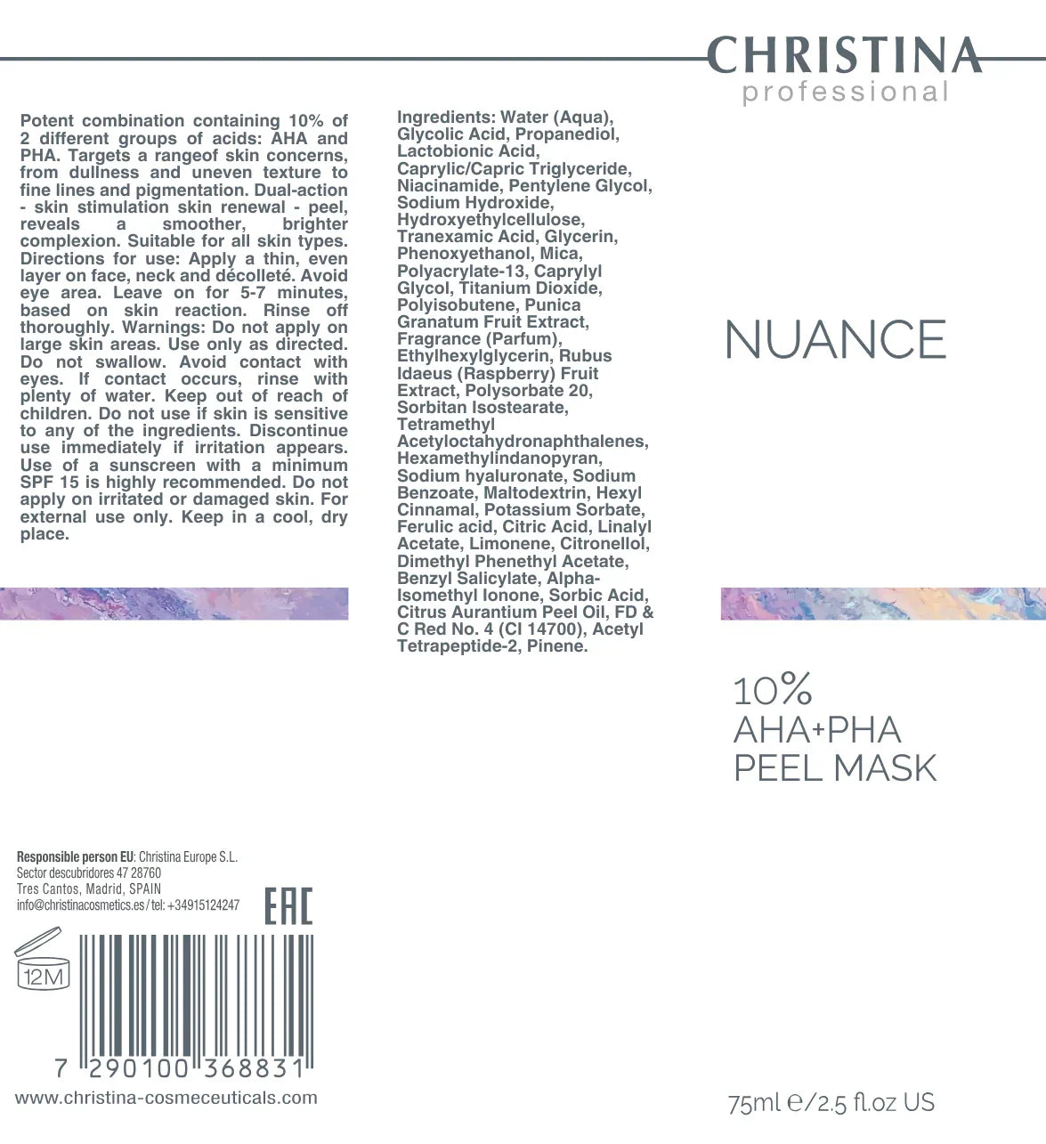 Christina Nuance 10% AHA+PHA Peel Mask – maska do twarzy – mask
