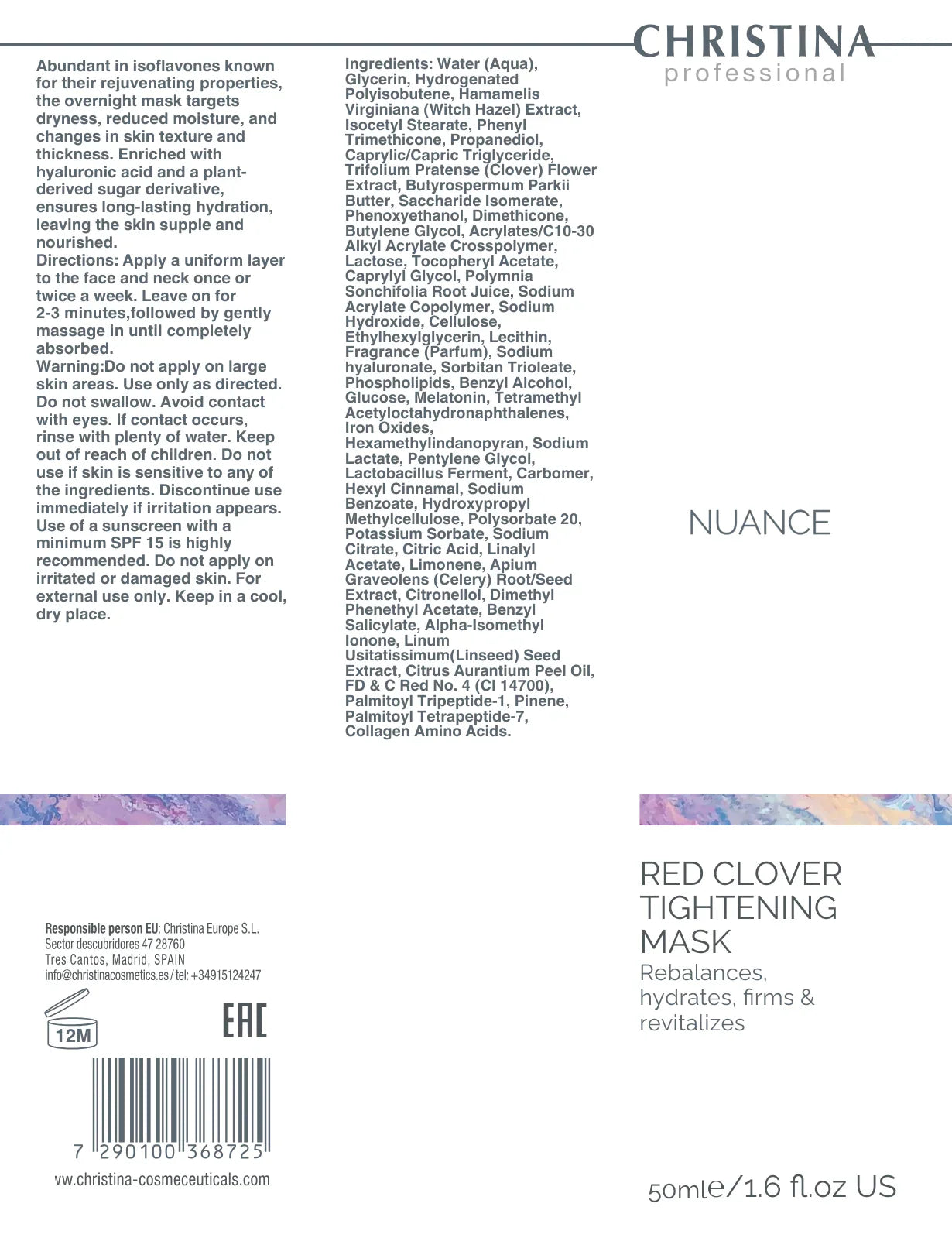 Christina Nuance Red Clover Tightening Mask – maska do twarzy – mask