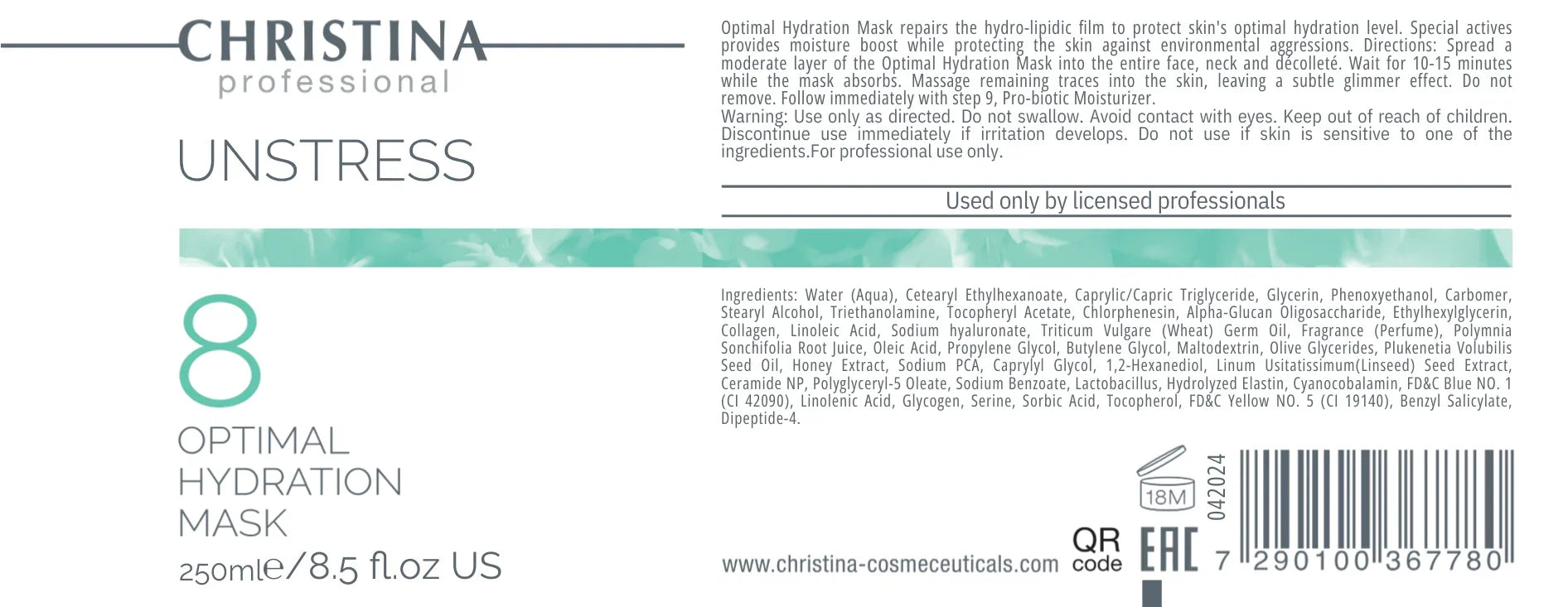 Christina Unstress Step 8:Optimal Hydration Mask – maska do twarzy – na cerę naczynkową – mask