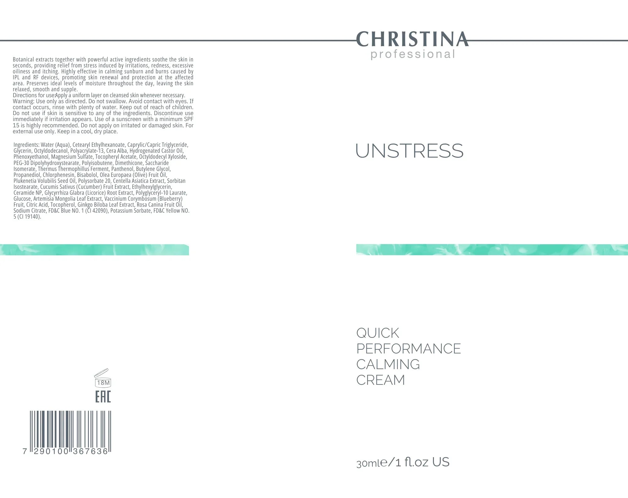 Christina Unstress Quick Performance Calming Cream – na cerę naczynkową