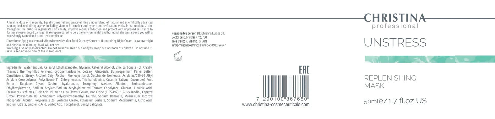 Christina Unstress Replenishing Mask – maska do twarzy – na cerę naczynkową – mask