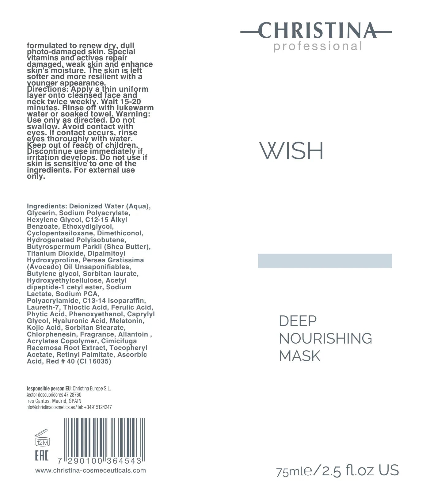 Christina Wish Deep Nourishing Mask – maska do twarzy – mask