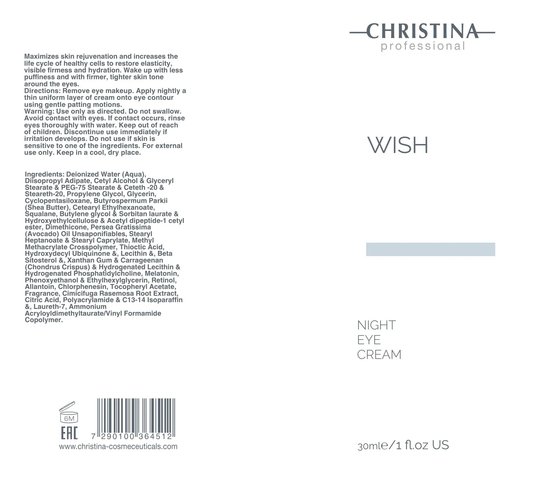Christina Wish Night Eye Cream – krem pod oczy – retinol – cream
