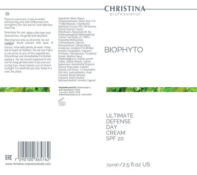 Christina BioPhyto Ultimate Defense Day Cream SPF 20 – krem z filtrem – SPF
