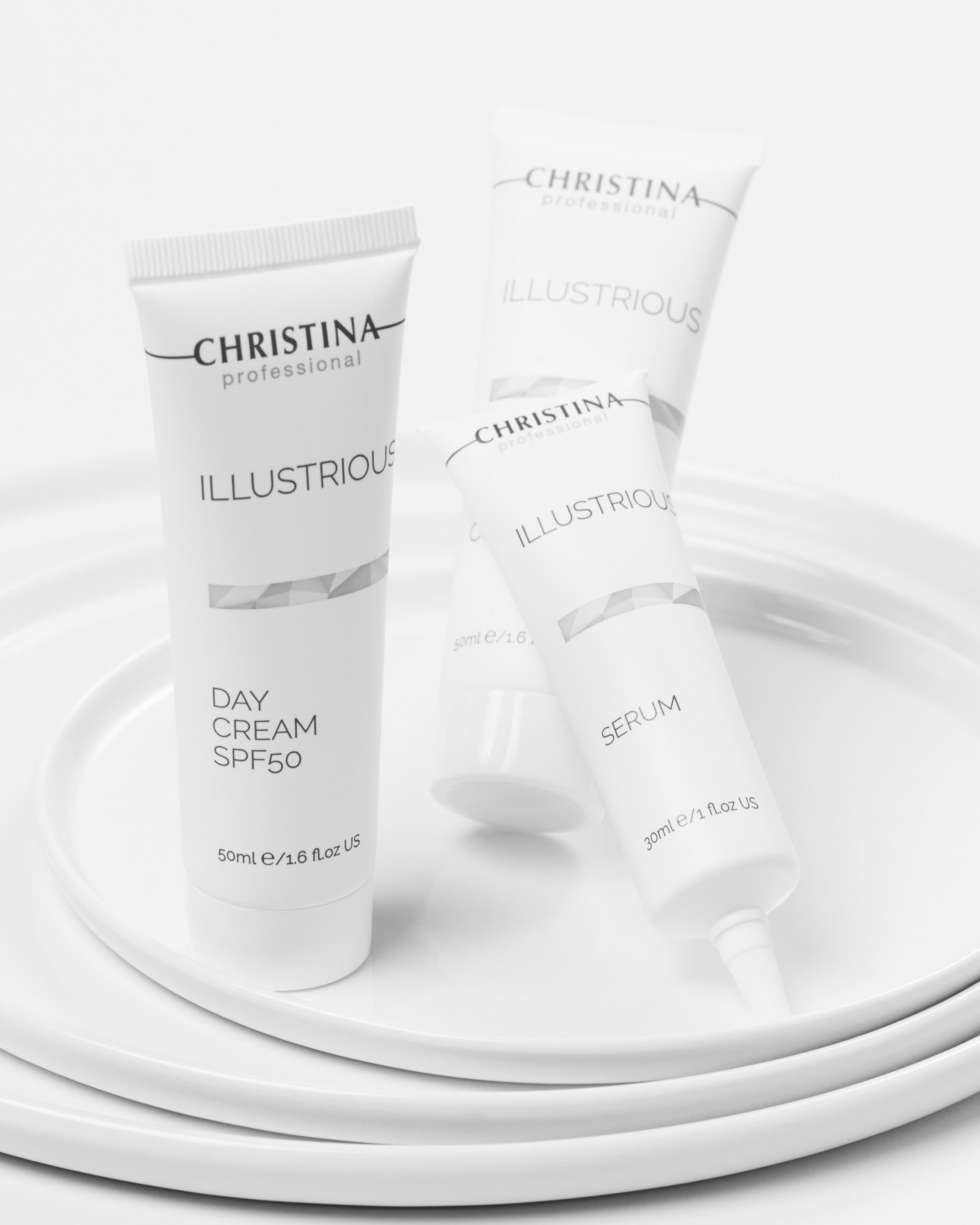 Christina Professional Illustrious – maska 75 ml, krem na dzień SPF50 50 ml oraz krem na noc 50 ml, profesjonalna pielęgnacja rozjaśniająca krem z SPF 50 do cery z przebarwieniami