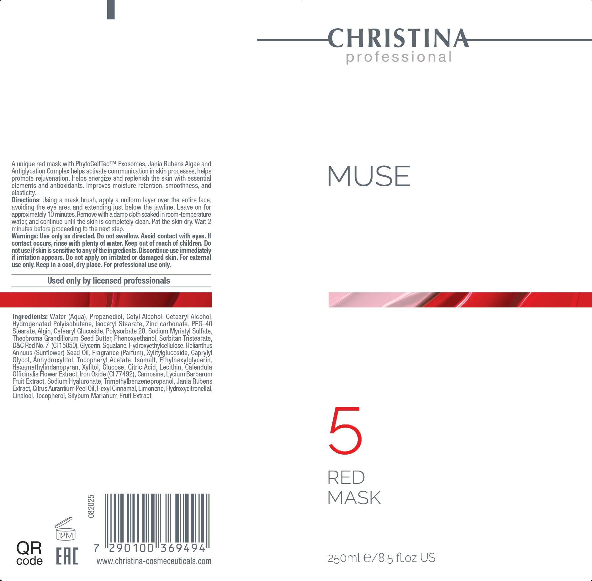 Muse Red Mask - Intensywna czerwona maska regenerująca (Krok 5)