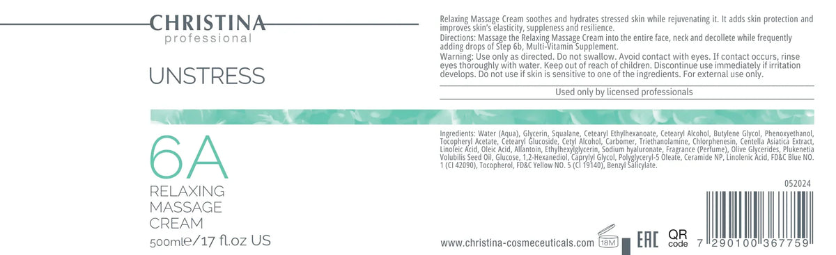 Unstress Step 6a: Relaxing Massage cream Soothing cream with