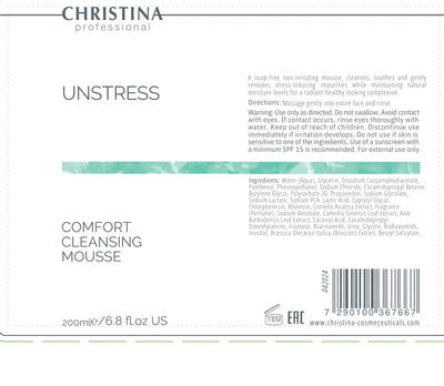Christina Unstress Comfort Cleansing Mousse – na trądzik – na cerę naczynkową
