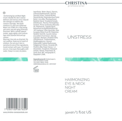 Christina Unstress Harmonizing Eye & Neck Night Cream – pielęgnacja szyi i dekoltu – retinol – na cerę naczynkową – cream