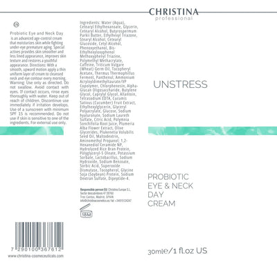 Christina Unstress Pro Biotic Eye & Neck Day Cream SPF 12 – pielęgnacja szyi i dekoltu – SPF – na cerę naczynkową – cream