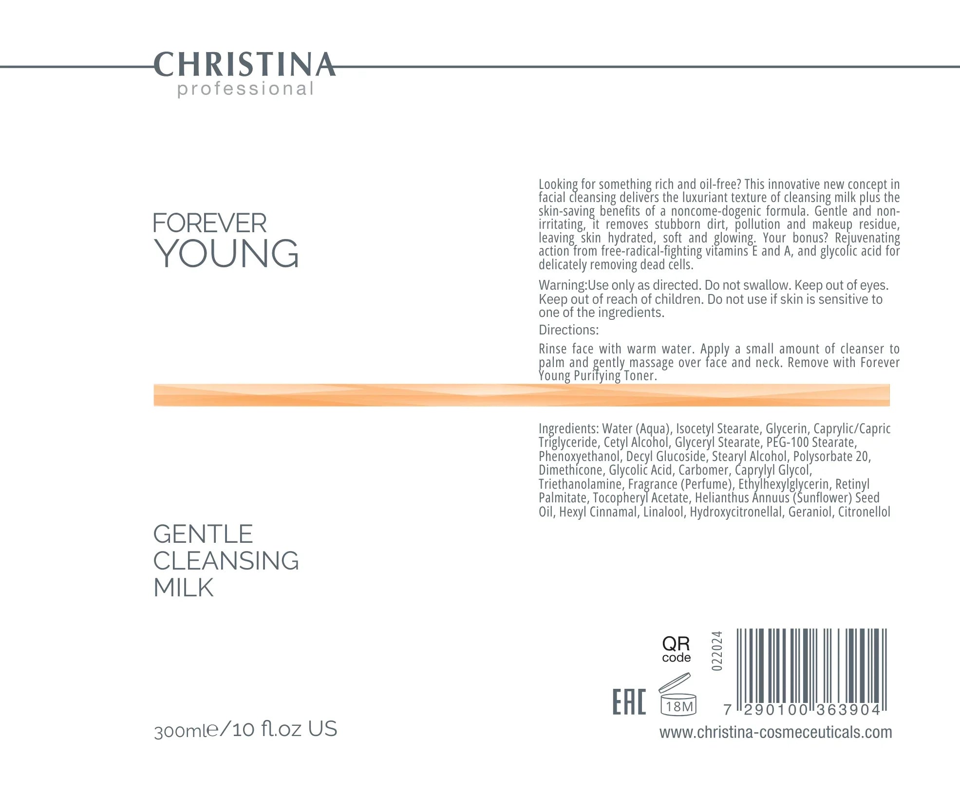 Delikatne mleczko oczyszczające Gentle Cleansing Milk od Christina 300 ml aktywne składniki